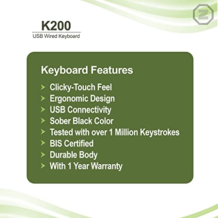 Zebion USB Keyboard K200 Wired with 104 UV Coated Keys.