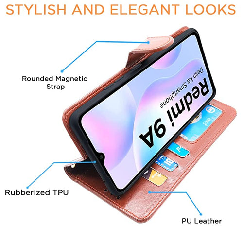 YOFO Flip Leather Magnetic Wallet Back Cover Case for Mi Redmi 9A / 9i