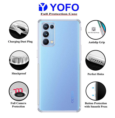 YOFO Silicon Transparent Back Cover for Oppo Reno 5 pro - Camera Protection with Anti Dust Plug