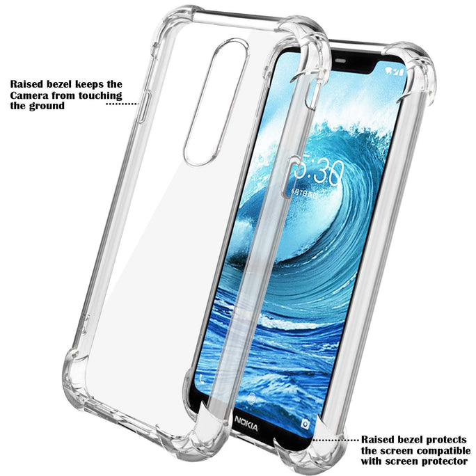 YOFO™ Rubber Transparent Shock Proof Back Case Cover for Nokia 5.1 Plus (2018)