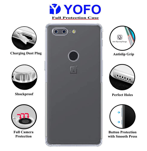 YOFO Silicon Transparent Back Cover for OnePlus 5T - Camera Protection with Anti Dust Plug