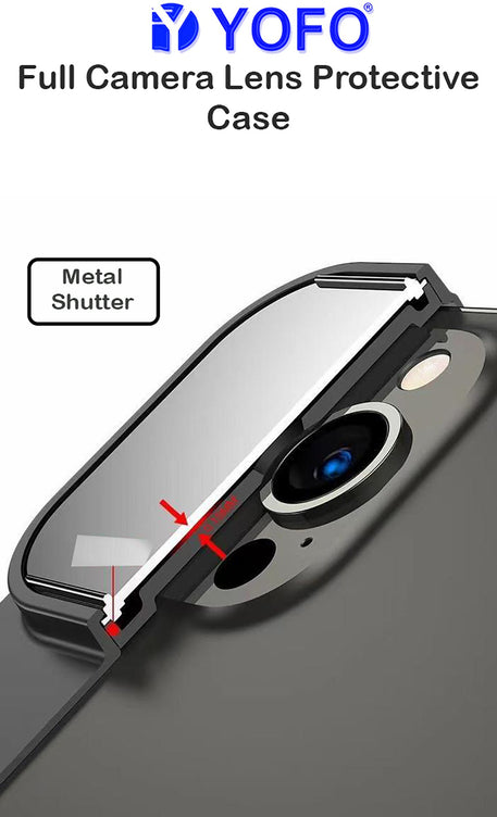 Prime Metal Shutter, Slim Protective Back Cover With Camera Slide Protector For iPhone 13 Pro Max (6.7) With Free Triangle Mobile Stand