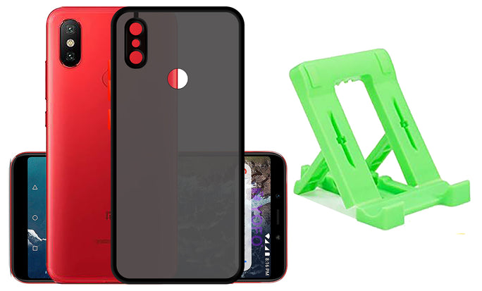 YOFO Back Cover for Xiaomi Mi A2 (Translucent Matte Smoke Case|Soft Frame|Shockproof|Full Camera Protection) with Free Mobile Stand