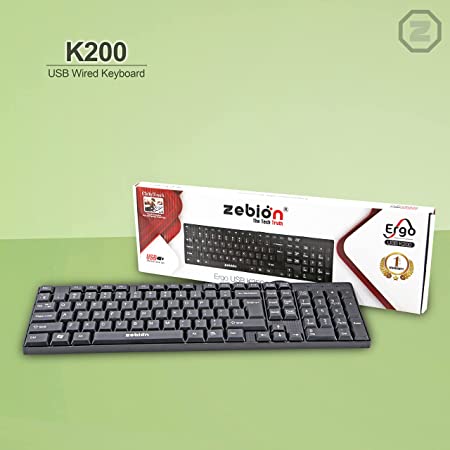Zebion USB Keyboard K200 Wired with 104 UV Coated Keys.