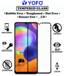 YOFO HD D+ Edge to Edge Full Screen Coverage Tempered Glass for Samsung A31 / A32 / A22 / M32 / F22 - Full Glue Gorilla Glass (Black)