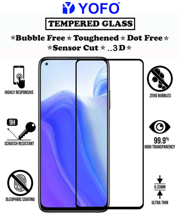 YOFO HD D+ Edge to Edge Full Screen Coverage Tempered Glass for Mi 10T - Full Glue Gorilla Glass (Black)