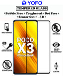 YOFO HD D+ Edge to Edge Full Screen Coverage Tempered Glass for Poco X3 - Full Glue Gorilla Glass (Black)