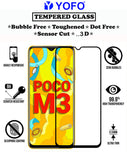 YOFO HD D+ Edge to Edge Full Screen Coverage Tempered Glass for Poco M3 - Full Glue Gorilla Glass (Black)
