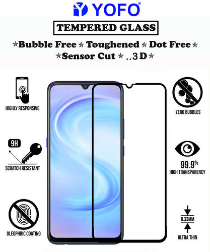 YOFO HD D+ Edge to Edge Full Screen Coverage Tempered Glass for Vivo S1 - Full Glue Gorilla Glass (Black)