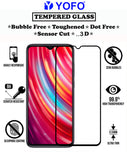 YOFO HD D+ Edge to Edge Full Screen Coverage Tempered Glass for Mi Redmi Note 8 Pro - Full Glue Gorilla Glass (Black)