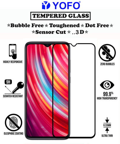 YOFO HD D+ Edge to Edge Full Screen Coverage Tempered Glass for Mi Redmi Note 8 Pro - Full Glue Gorilla Glass (Black)