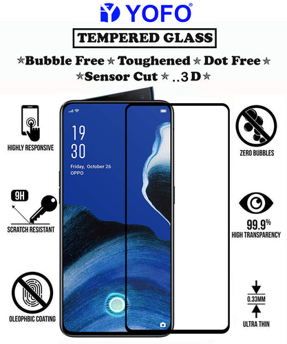 YOFO HD D+ Edge to Edge Full Screen Coverage Tempered Glass for Oppo Reno 2 - Full Glue Gorilla Glass (Black)