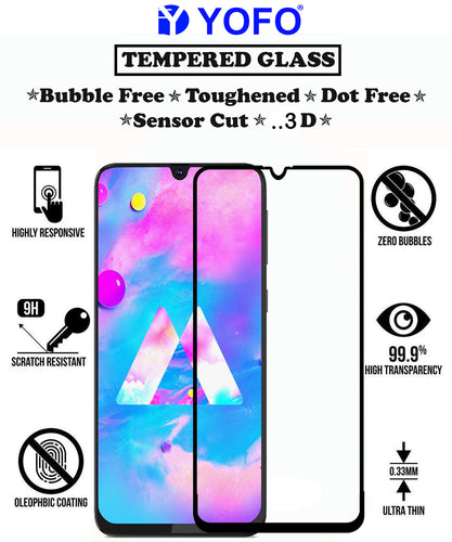 YOFO HD D+ Edge to Edge Full Screen Coverage Tempered Glass for Samsung Galaxy M30 - Full Glue Gorilla Glass (Black)