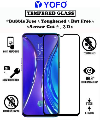 YOFO HD D+ Edge to Edge Full Screen Coverage Tempered Glass for Realme XT - Full Glue Gorilla Glass (Black)