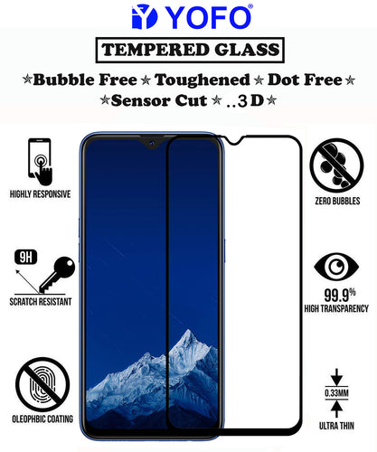 YOFO HD D+ Edge to Edge Full Screen Coverage Tempered Glass for Oppo A11K - Full Glue Gorilla Glass (Black)