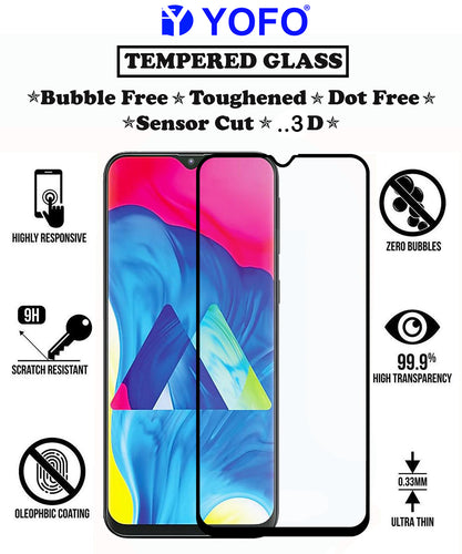 YOFO HD D+ Edge to Edge Full Screen Coverage Tempered Glass for Samsung A10 / M10 - Full Glue Gorilla Glass (Black)