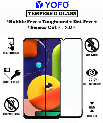 YOFO HD D+ Edge to Edge Full Screen Coverage Tempered Glass for Samsung A50s / A70s - Full Glue Gorilla Glass (Black)