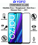YOFO HD D+ Edge to Edge Full Screen Coverage Tempered Glass for Narzo 30A - Full Glue Gorilla Glass (Black)