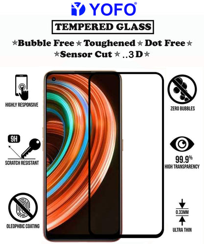YOFO HD D+ Edge to Edge Full Screen Coverage Tempered Glass for Realme X7 Pro - Full Glue Gorilla Glass (Black)