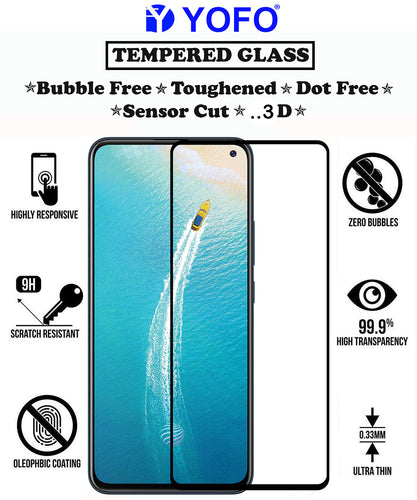 YOFO HD D+ Edge to Edge Full Screen Coverage Tempered Glass for Vivo V17 - Full Glue Gorilla Glass (Black)