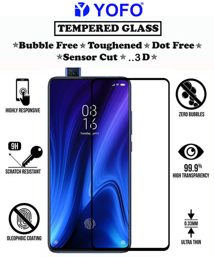 YOFO HD D+ Edge to Edge Full Screen Coverage Tempered Glass for Mi Redmi K20 /  K20 Pro - Full Glue Gorilla Glass (Black)