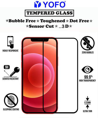 YOFO HD D+ Edge to Edge Full Screen Coverage Tempered Glass for iPhone XR / iPhone 11 - Full Glue Gorilla Glass (Black)