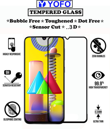 YOFO HD D+ Edge to Edge Full Screen Coverage Tempered Glass for Samsung Galaxy A20 - Full Glue AGorilla Glass (Black)