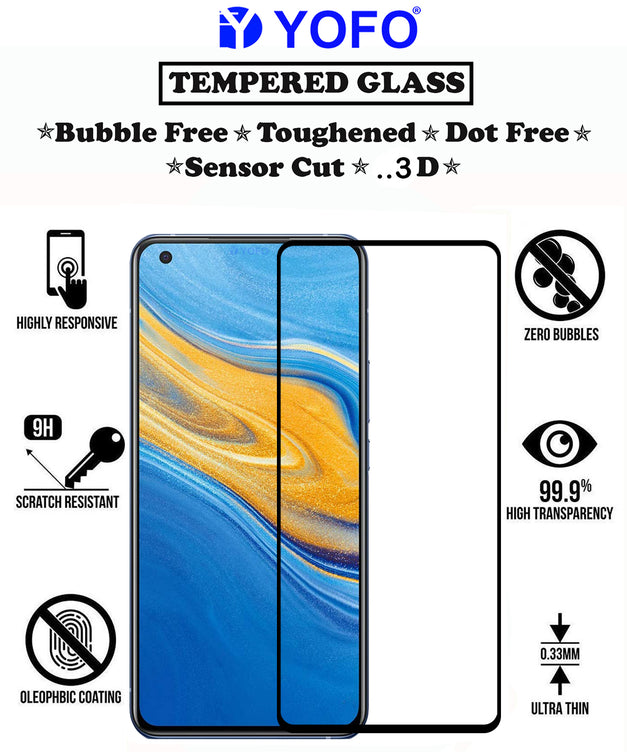 YOFO HD D+ Edge to Edge Full Screen Coverage Tempered Glass for Vivo X50 - Full Glue Gorilla Glass (Black)