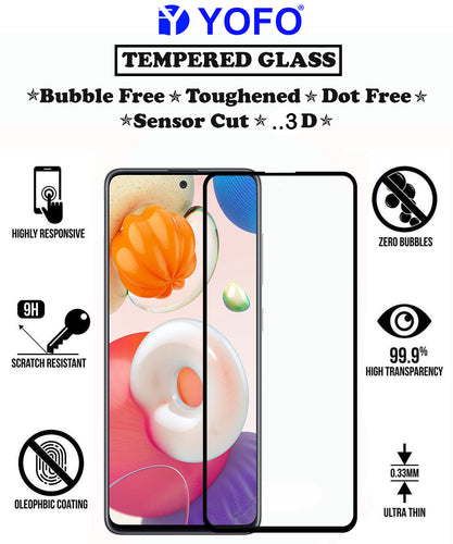 YOFO HD D+ Edge to Edge Full Screen Coverage Tempered Glass for Samsung Galaxy A52 / A72 - Full Glue AGorilla Glass (Black)