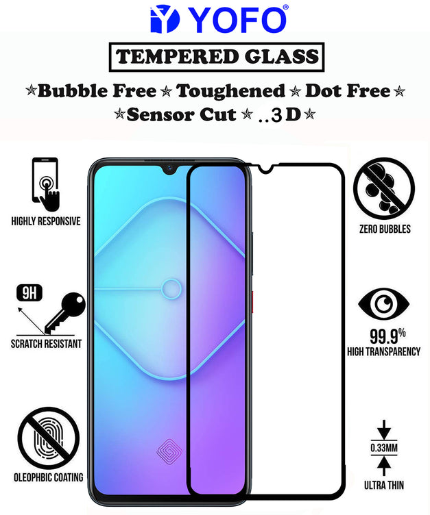 YOFO HD D+ Edge to Edge Full Screen Coverage Tempered Glass for Vivo S1 Pro - Full Glue Gorilla Glass (Black)