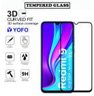 YOFO HD D+ Edge to Edge Full Screen Coverage Tempered Glass for Redmi 9 - Full Glue Gorilla Glass (Black)