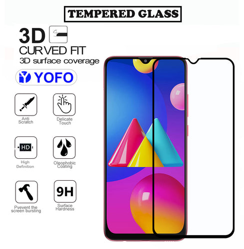 YOFO HD D+ Edge to Edge Full Screen Coverage Tempered Glass for Samsung Galaxy M02s -Full Glue Gorilla Glass (Black)