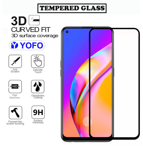 YOFO HD D+ Edge to Edge Full Screen Coverage Tempered Glass for Oppo F19 Pro - Full Glue Gorilla Glass (Black)