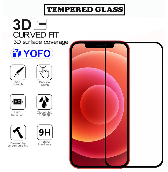 YOFO HD D+ Edge to Edge Full Screen Coverage Tempered Glass for iPhone XR / iPhone 11 - Full Glue Gorilla Glass (Black)