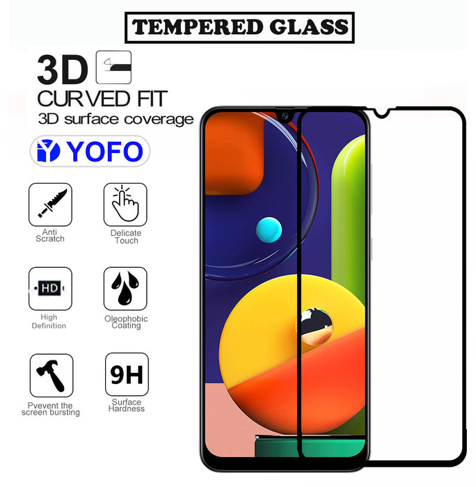 YOFO HD D+ Edge to Edge Full Screen Coverage Tempered Glass for Samsung A50s / A70s - Full Glue Gorilla Glass (Black)