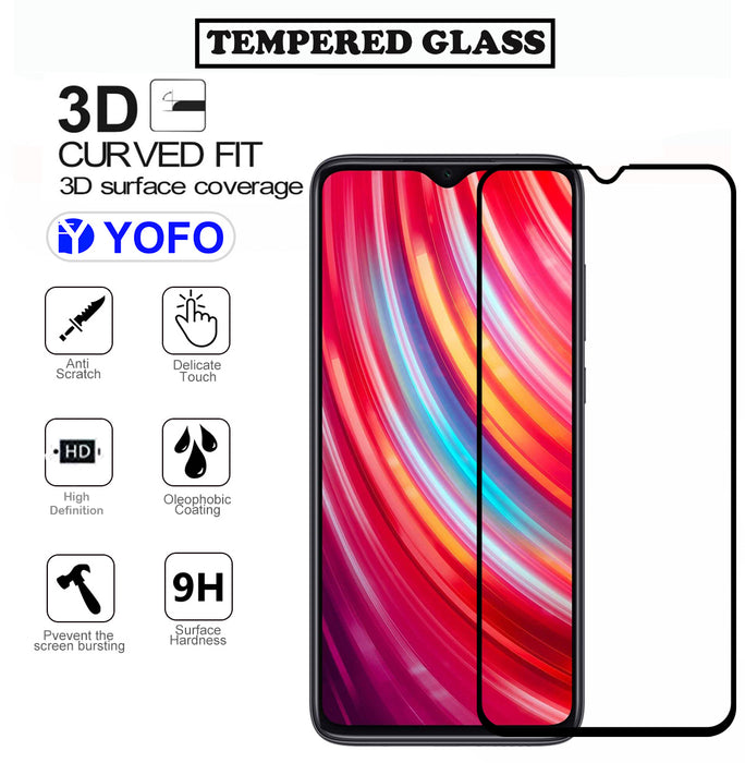 YOFO HD D+ Edge to Edge Full Screen Coverage Tempered Glass for Mi Redmi Note 8 Pro - Full Glue Gorilla Glass (Black)