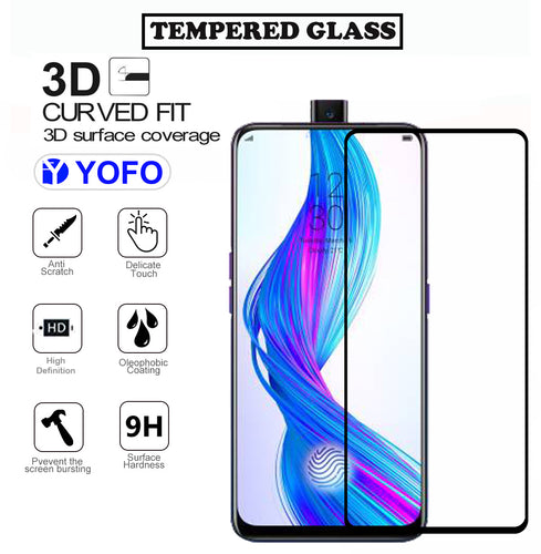 YOFO HD D+ Edge to Edge Full Screen Coverage Tempered Glass for Realme X - Full Glue Gorilla Glass (Black)