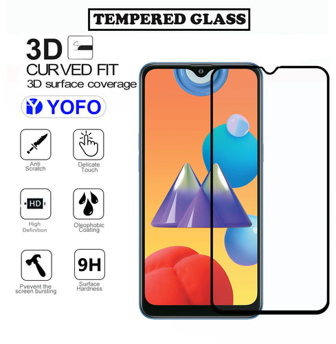 YOFO HD D+ Edge to Edge Full Screen Coverage Tempered Glass for Samsung Galaxy M01s - Full Glue AGorilla Glass (Black)