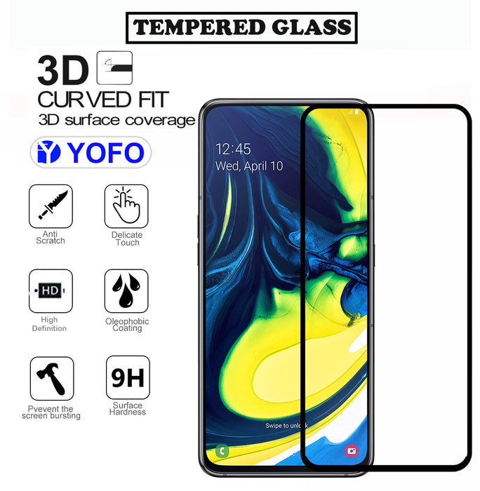 YOFO HD D+ Edge to Edge Full Screen Coverage Tempered Glass for Samsung A80 / A90 - Full Glue Gorilla Glass (Black)