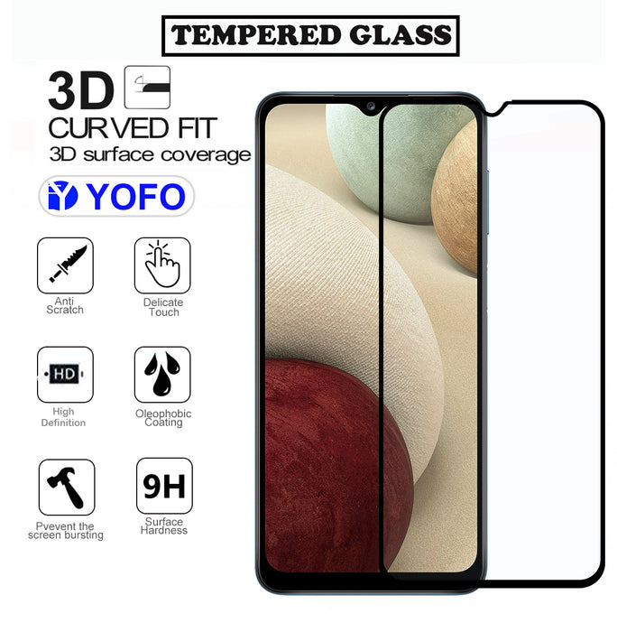 YOFO HD D+ Edge to Edge Full Screen Coverage Tempered Glass for Samsung Galaxy A12 / M12 - Full Glue AGorilla Glass (Black)