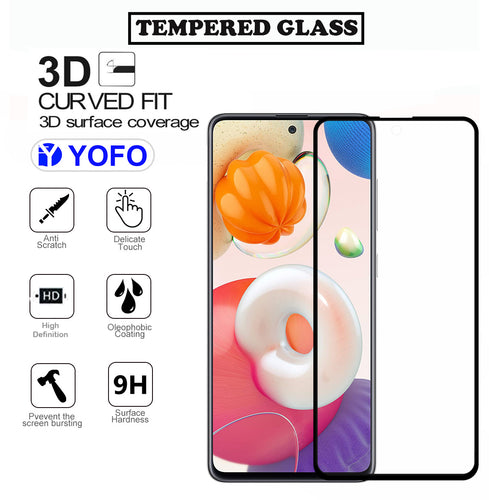 YOFO HD D+ Edge to Edge Full Screen Coverage Tempered Glass for Samsung Galaxy A52 / A72 - Full Glue AGorilla Glass (Black)