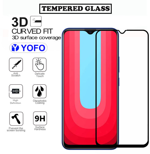 YOFO HD D+ Edge to Edge Full Screen Coverage Tempered Glass for Vivo U10 - Full Glue Gorilla Glass (Black)