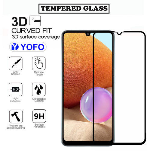 YOFO HD D+ Edge to Edge Full Screen Coverage Tempered Glass for Samsung Galaxy A32 - Full Glue AGorilla Glass (Black)
