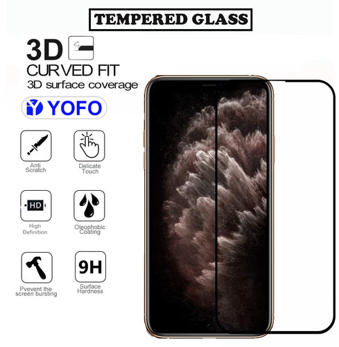 YOFO HD D+ Edge to Edge Full Screen Coverage Tempered Glass for iPhone 11 Pro Max - Full Glue Gorilla Glass (Black)