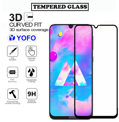 YOFO HD D+ Edge to Edge Full Screen Coverage Tempered Glass for Samsung Galaxy M30 - Full Glue Gorilla Glass (Black)