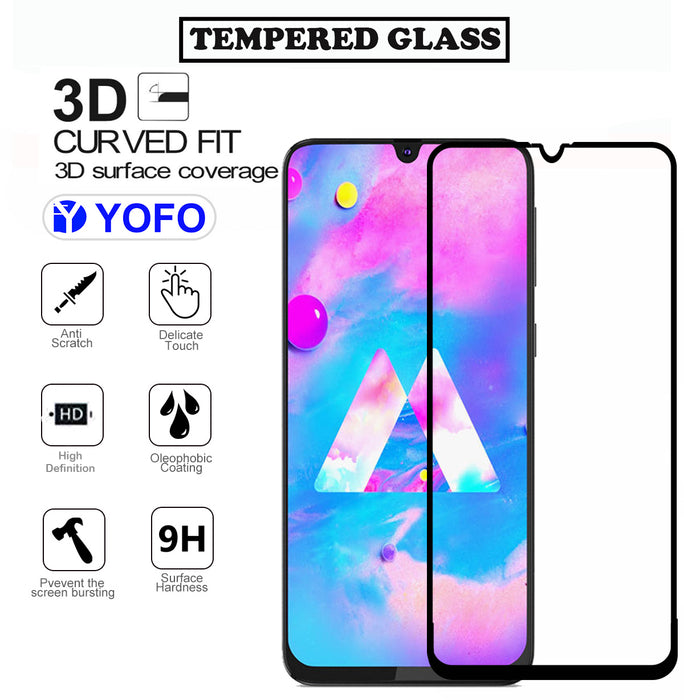 YOFO HD D+ Edge to Edge Full Screen Coverage Tempered Glass for Samsung Galaxy M30 - Full Glue Gorilla Glass (Black)