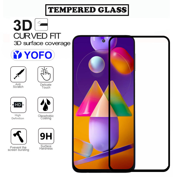YOFO HD D+ Edge to Edge Full Screen Coverage Tempered Glass for Samsung Galaxy M31s - Full Glue Gorilla Glass (Black)