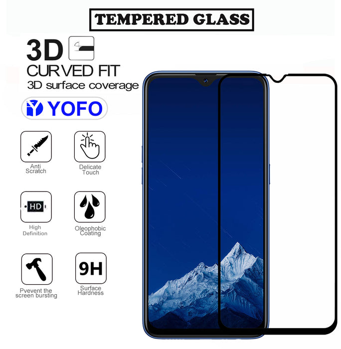 YOFO HD D+ Edge to Edge Full Screen Coverage Tempered Glass for Oppo A11K - Full Glue Gorilla Glass (Black)