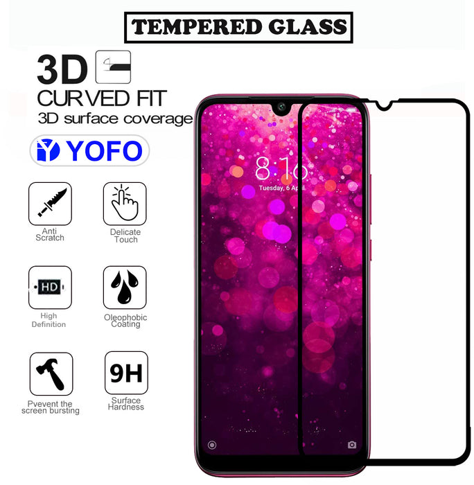 YOFO HD D+ Edge to Edge Full Screen Coverage Tempered Glass for Redmi Y3 - Full Glue Gorilla Glass (Black)