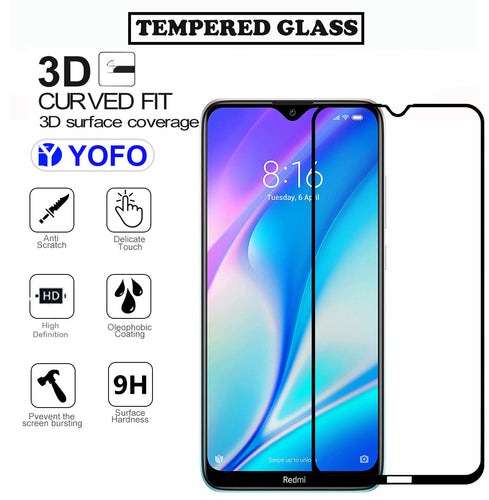 YOFO HD D+ Edge to Edge Full Screen Coverage Tempered Glass for Redmi 8A Dual - Full Glue Gorilla Glass (Black)